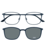 Brille für Clip 2399-2 dunkelblau metallic mit grau matt Blau