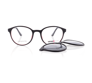 Vienna Design Brille mit Clip UN767-3 schwarz rot matt