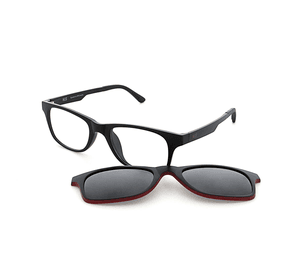 HIS Eyewear Brille mit Clip HK606-2 schwarz rot matt