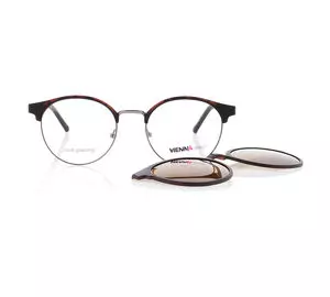 Vienna Design Brille mit Clip UN768-02 braun havanna grau