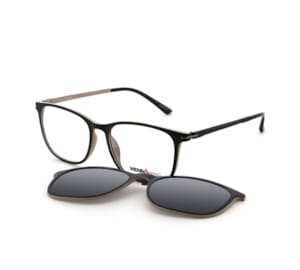 Vienna Design Brille mit Clip UN818-01 schwarz matt grau