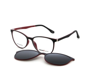 Vienna Design Brille mit Clip UN819-01 schwarz matt rot