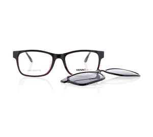 Vienna Design Brille mit Clip UN765-3 schwarz-rot